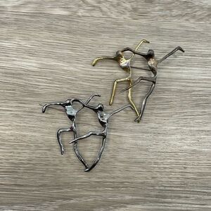 Modernist Dance Brooch, Polish Gold Silver Modernist Dancers Pin